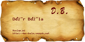 Dér Béla névjegykártya
