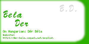 bela der business card